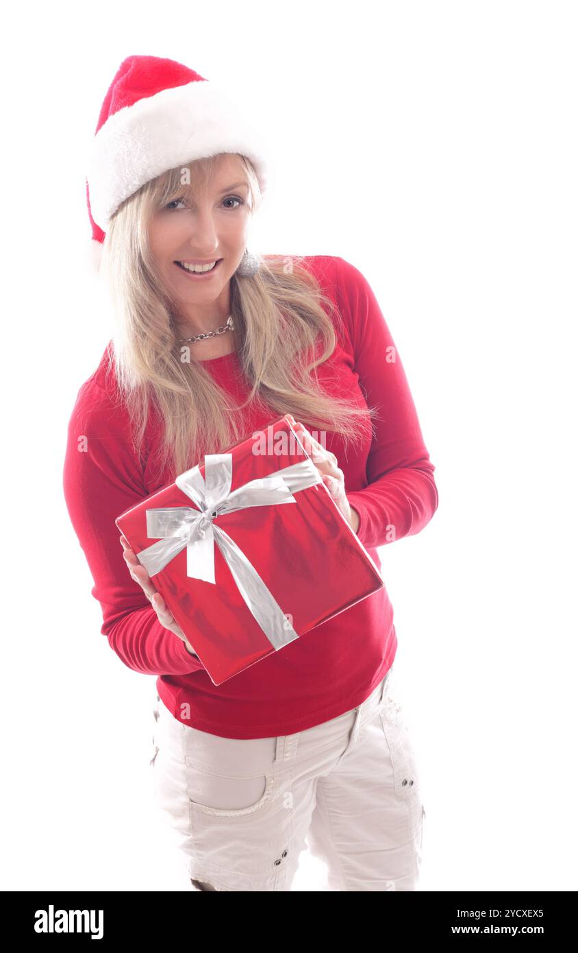 Frau Weihnachten einkaufen Weihnachtsgeschenk geben Stockfoto