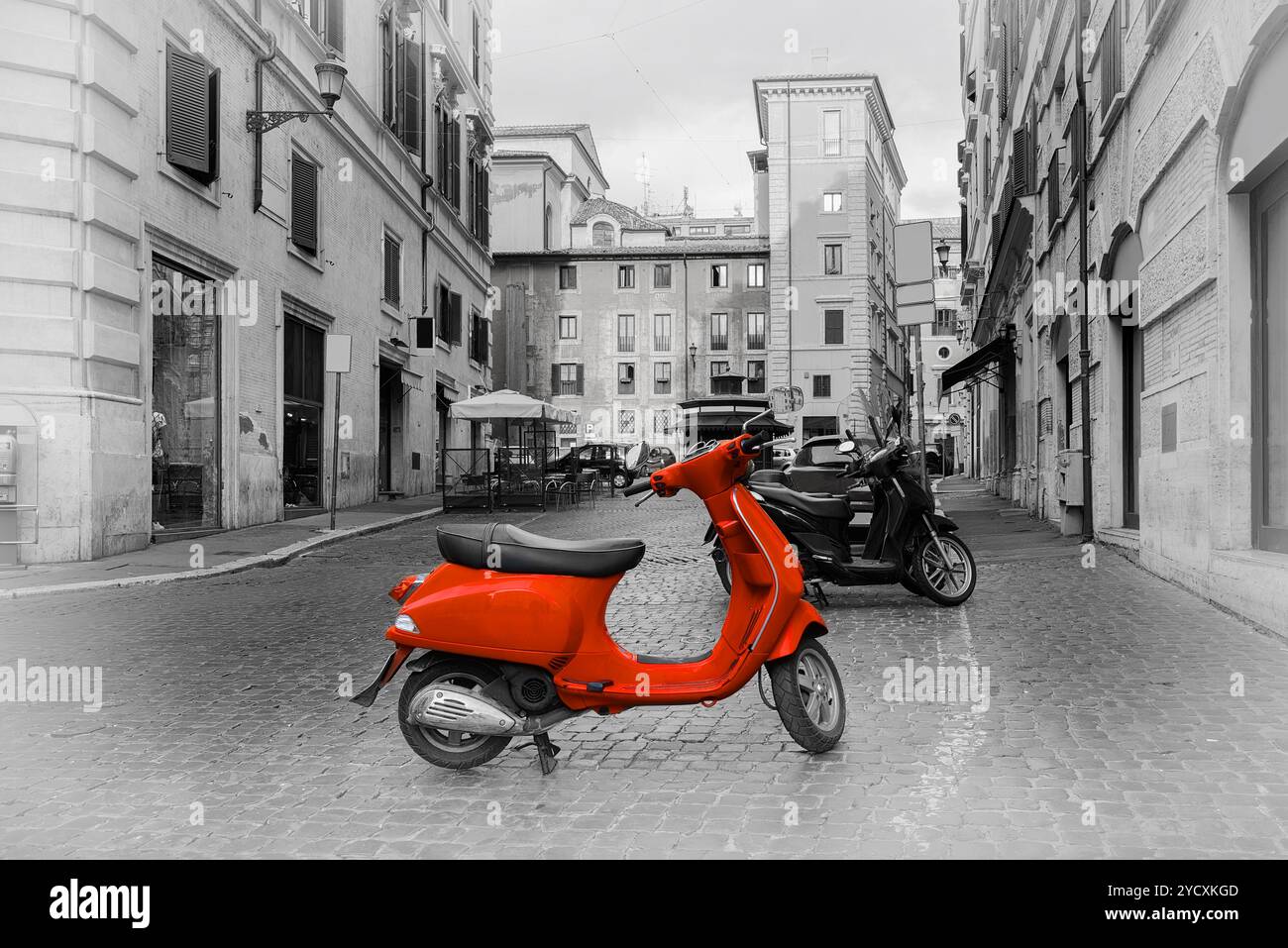 Kleine rote Motorrad Stockfoto