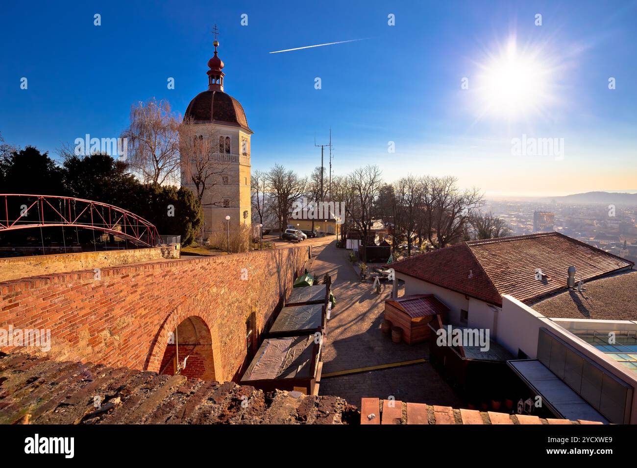 Graz Blick vom Schlossberg bei Sonnenuntergang Stockfoto
