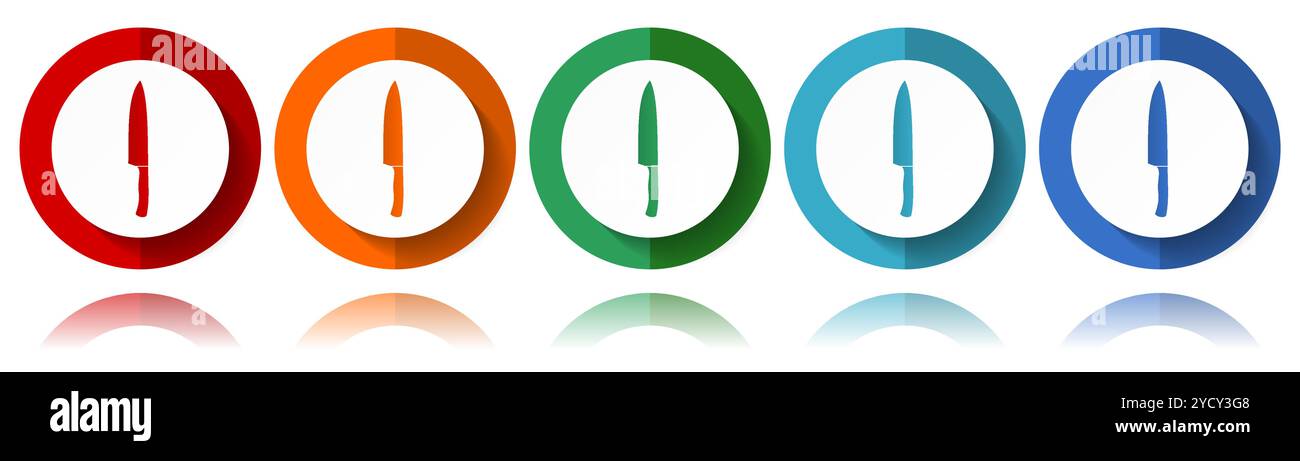 Küche Kinfe Vektor-Symbole, flache Symbol-Set für Logo-Design, Webdesign und mobile Anwendungen, bunte Web-Button-Kollektion in eps 10 Stock Vektor