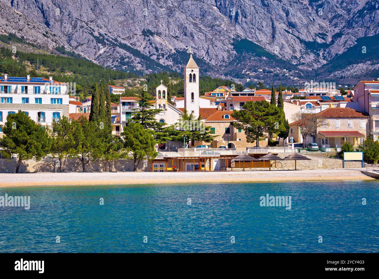 Stadt Baska Voda waterfront anzeigen Stockfoto