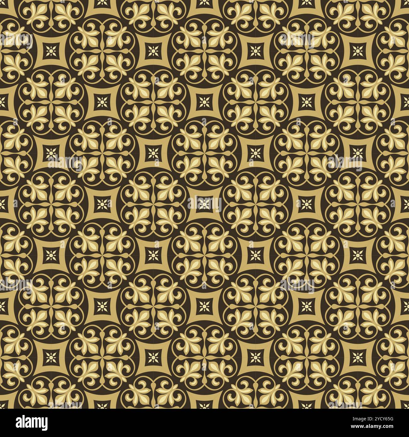 Keramikfliesen im türkischen Stil in Braun- und Goldfarben. Talavera-Muster Stock Vektor