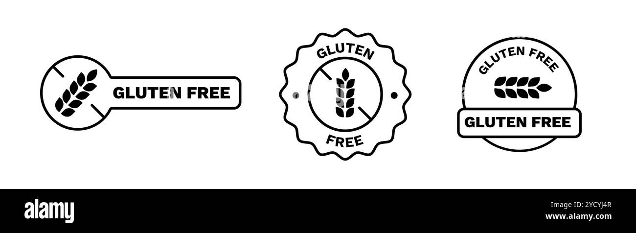 Schwarzer glutenfreier Aufkleber. Safe Planet Logo für umweltfreundliche Produkte. Stock Vektor