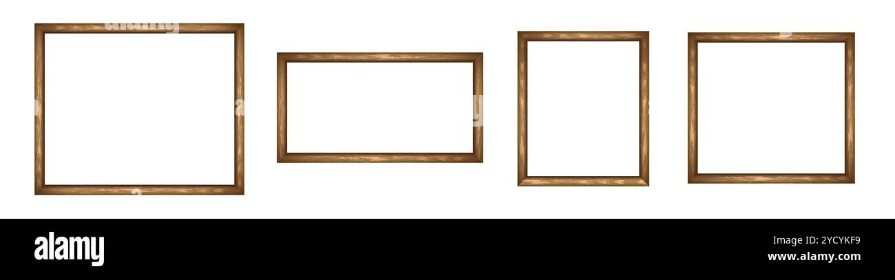 Satz Holzrahmen mit Farbverlauf für Bilder und Fotos. Stock Vektor