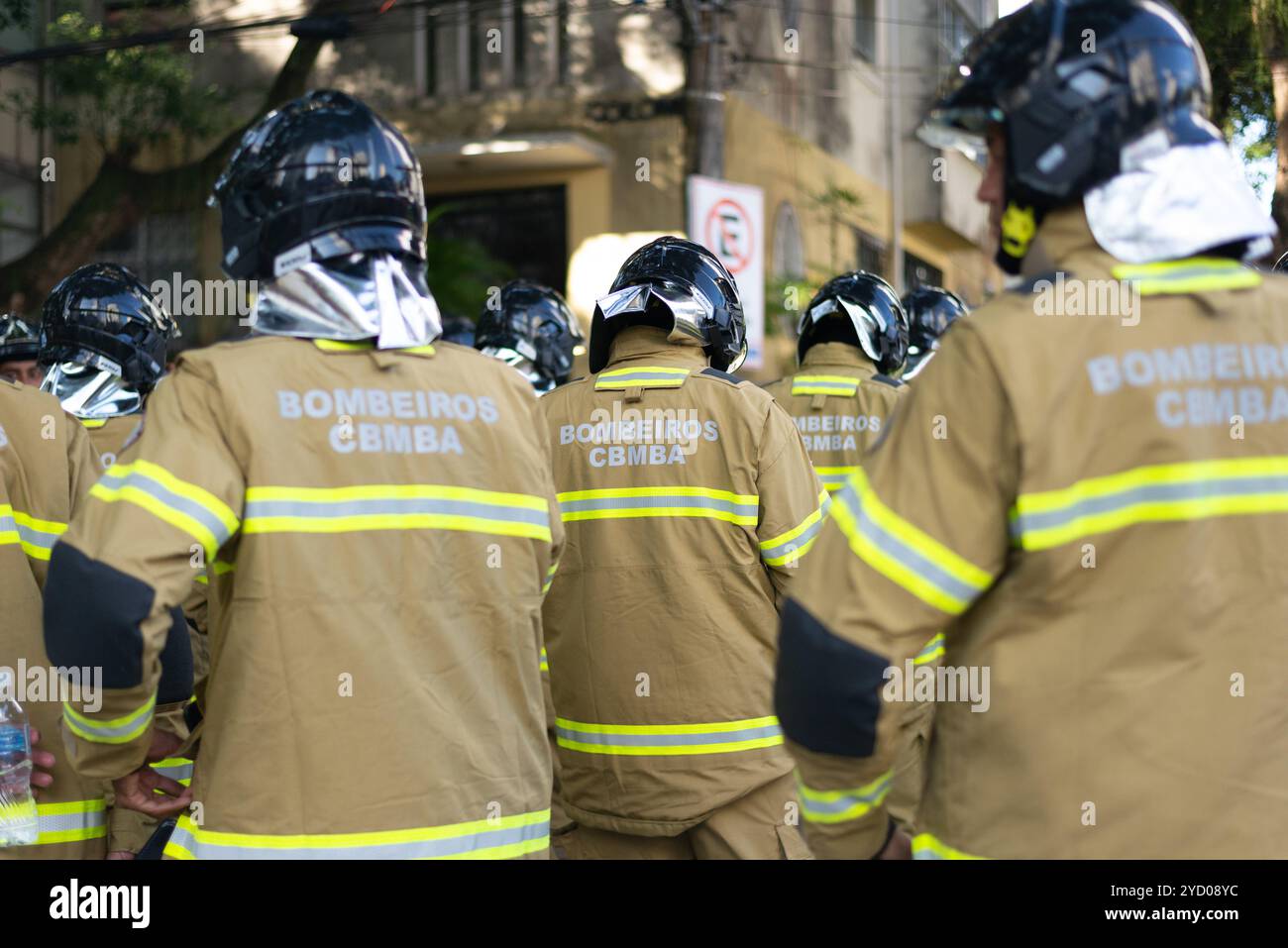 Salvador, Bahia, Brasilien - 07. September 2024: Während des brasilianischen Unabhängigkeitstages in der Stadt o werden Rettungssoldaten in Formation gesehen Stockfoto