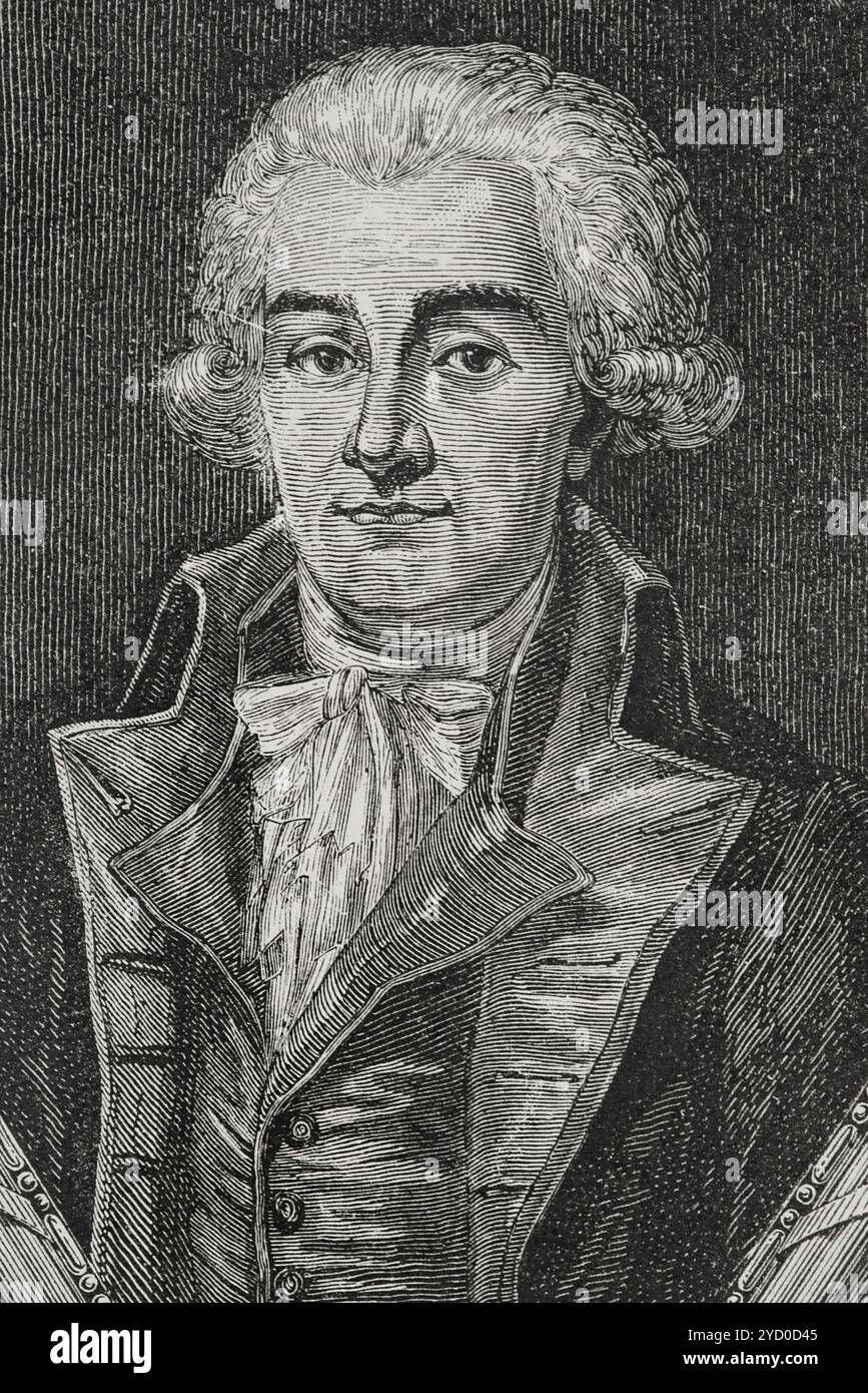 Charles Antoine Chasset (1745-1824). Französischer Anwalt und Politiker. Stellvertreter von Beaujolais für das dritte Anwesen der Generalstände von 1789. Gewählte Abgeordnete von Beaujolais in der Nationalversammlung (1789–1791) und von Rhône in der Nationalversammlung (1792–1798). Er war Präsident der konstituierenden Versammlung (8. Bis 20. November 1790). Er war Mitglied des Rates der Fünfhundert (1795) und später des Rates der Ältesten (1798). Senator von 1799 bis zum Ende des französischen Reiches. Nachdem er gegen die Hinrichtung Ludwigs XVI. Gestimmt hatte, durfte er nach der Bourbon-Restauration in Frankreich bleiben. Por Stockfoto