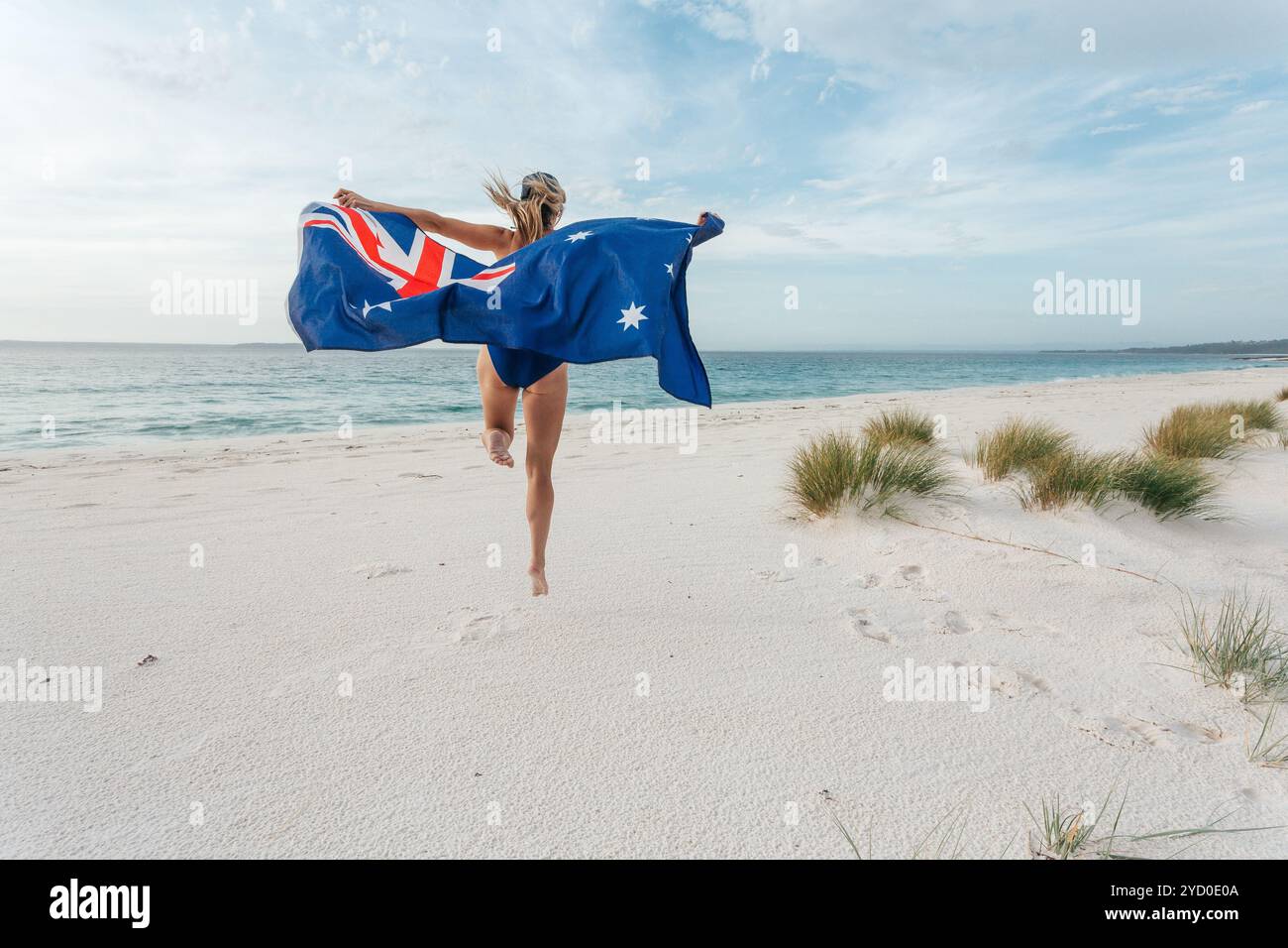 Springen Sie zu den Feierlichkeiten zum „Joy Australian Fan Australia Day“ Stockfoto