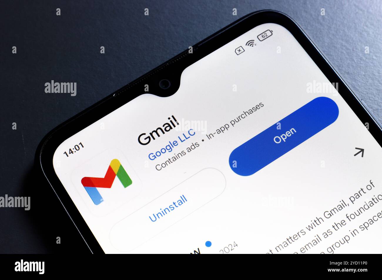 24. Oktober 2024, Portugal. In dieser Abbildung wird das Google Gmail App-Logo auf einem Smartphone-Bildschirm angezeigt Stockfoto 24. Oktober 2024, Portugal. In dieser Abbildung wird das Google Gmail App-Logo auf einem Smartphone-Bildschirm angezeigt Stockfoto