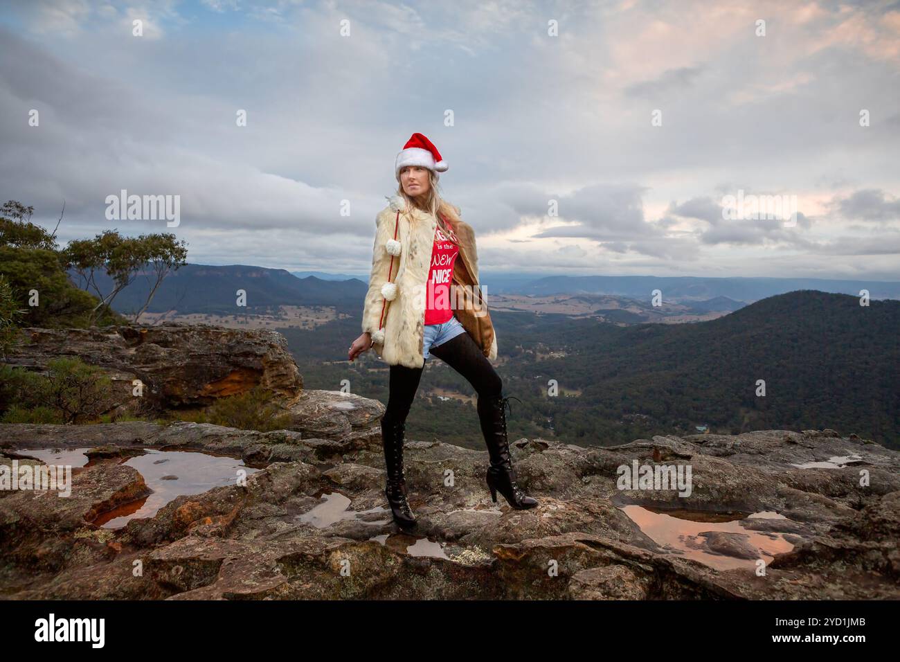 Boho Weihnachten in den Bergen Stockfoto