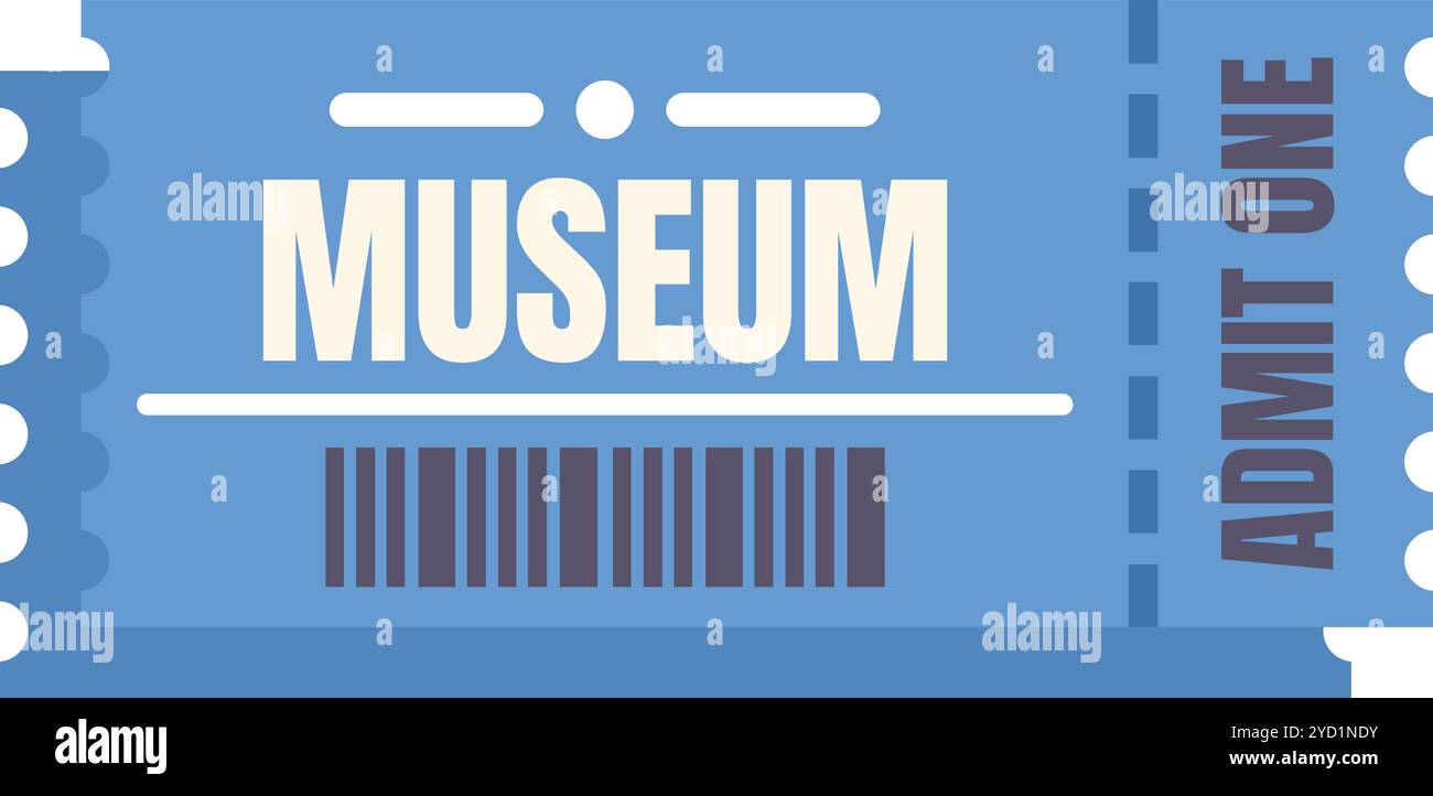 Ticket für das blaue Museum, mit dem eine Person die Ausstellungen besichtigen kann Stock Vektor