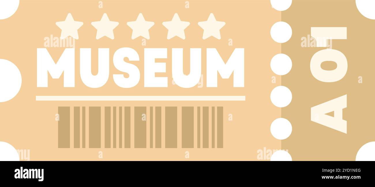 Das Ticket für das Papiermuseum wird mit einem Strichcode angezeigt, der eine Person Zutritt gewährt Stock Vektor