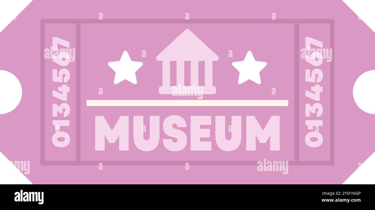 Ticket für das Pink Museum, mit dem Sie Zugang zu kulturellen und historischen Ausstellungen erhalten Stock Vektor
