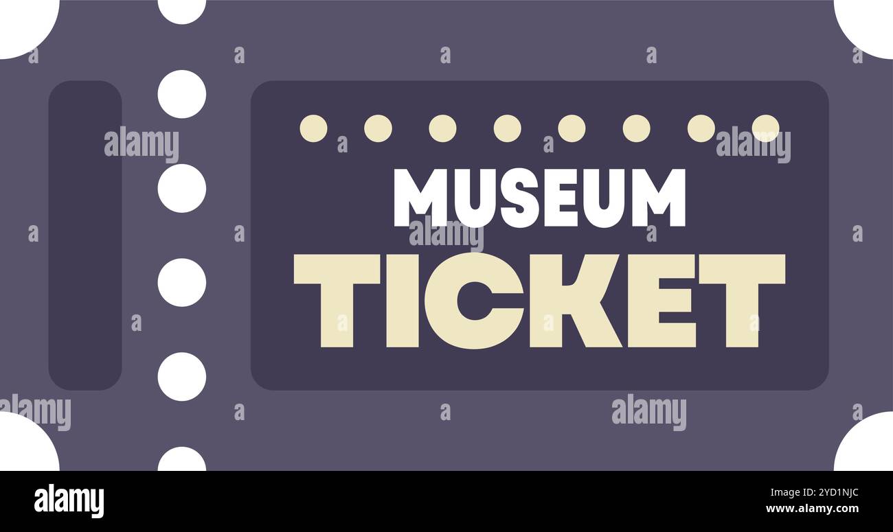 Einfaches lila Museum Ticket für Zugang zu einer kulturellen und historischen Ausstellung Stock Vektor