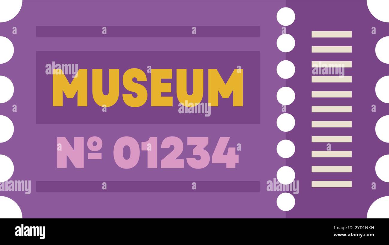 Einfache Karte für das lila Museum, die einem Besucher den Zutritt gewährt Stock Vektor