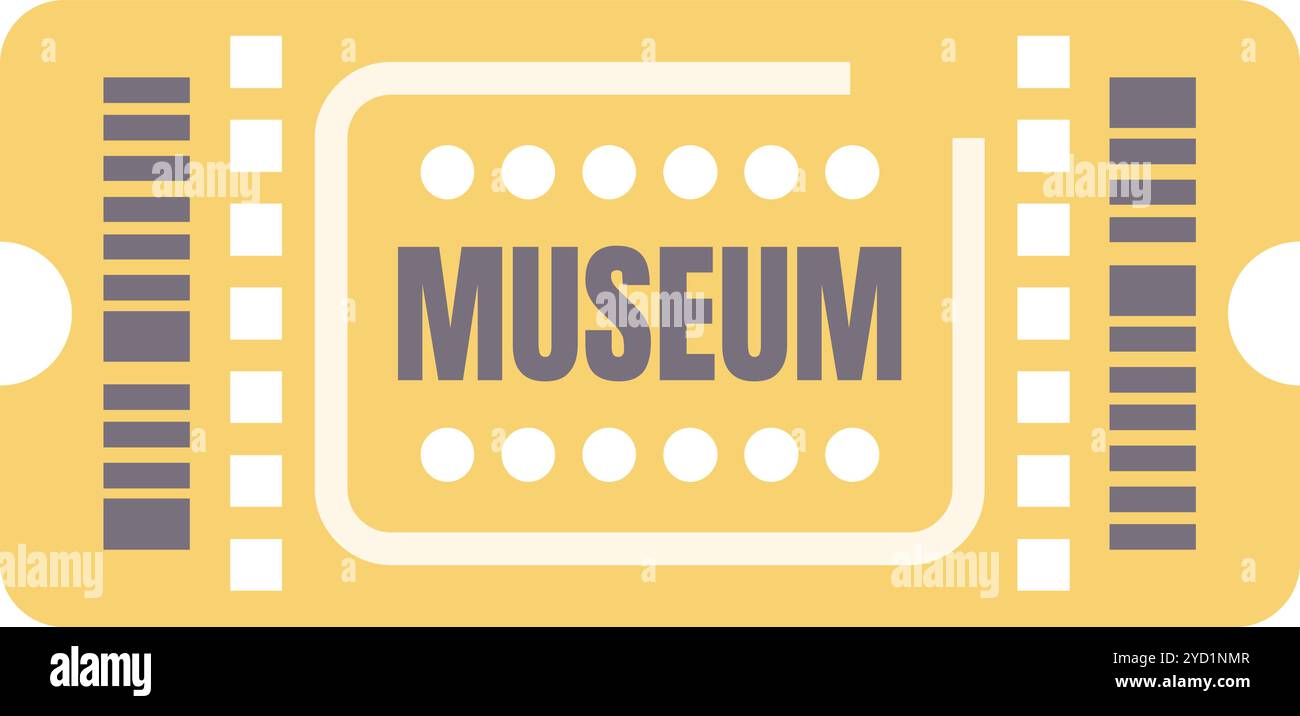 Einfache gelbe Museumsticket für den Zugang zu Kunst und Geschichte Stock Vektor
