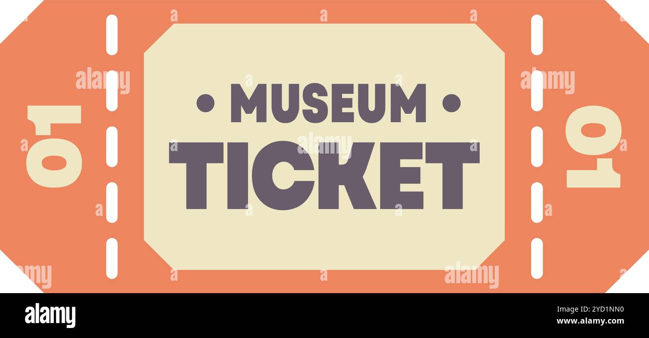 Orange Museum Ticket für den Zugang zu einer kulturellen Einrichtung Stock Vektor