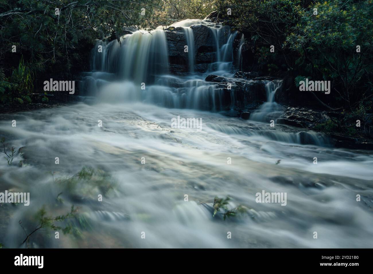 Nach starken Regenfällen tosende Gewässer an den Kellys Falls Stockfoto