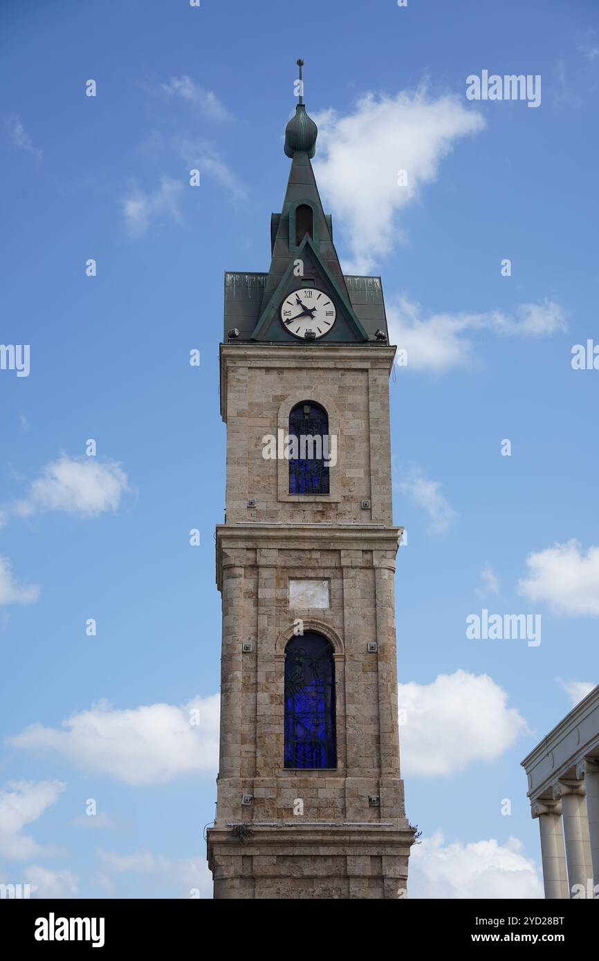 Tel Aviv-Jaffa, Israel. Der Jaffa Uhrenturm in der Altstadt von Jaffa. Er ist einer von sieben Uhrentürmen, die während der Osmanischen Zeit in Palästina errichtet wurden Stockfoto