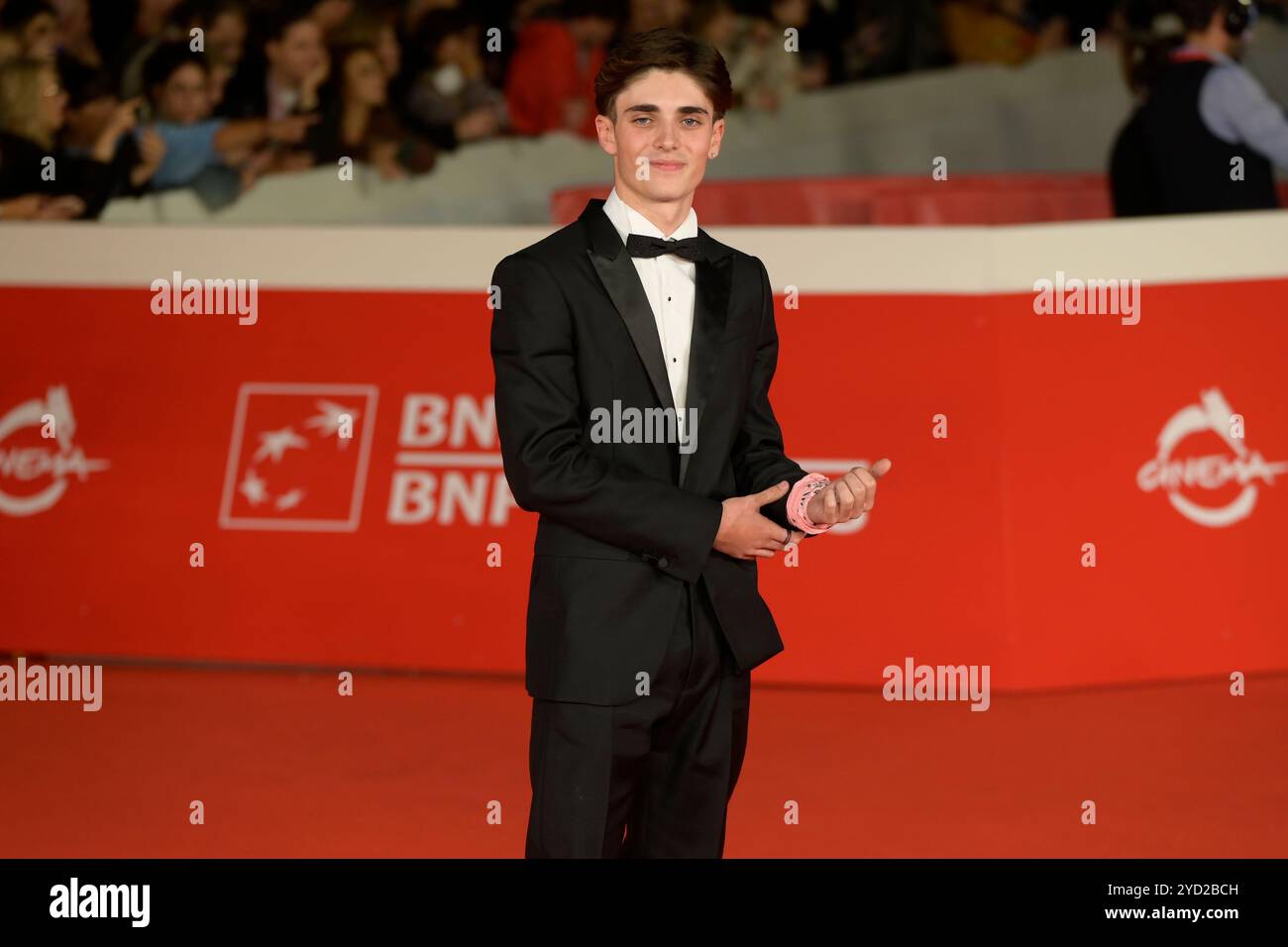 Rom, Italien. Oktober 2024. Andrea Arru besucht den roten Teppich des Films „Il ragazzo dai pantaloni rosa“ beim Rome Film fest 2024 im Auditorium Parco della Musica. Quelle: SOPA Images Limited/Alamy Live News Stockfoto