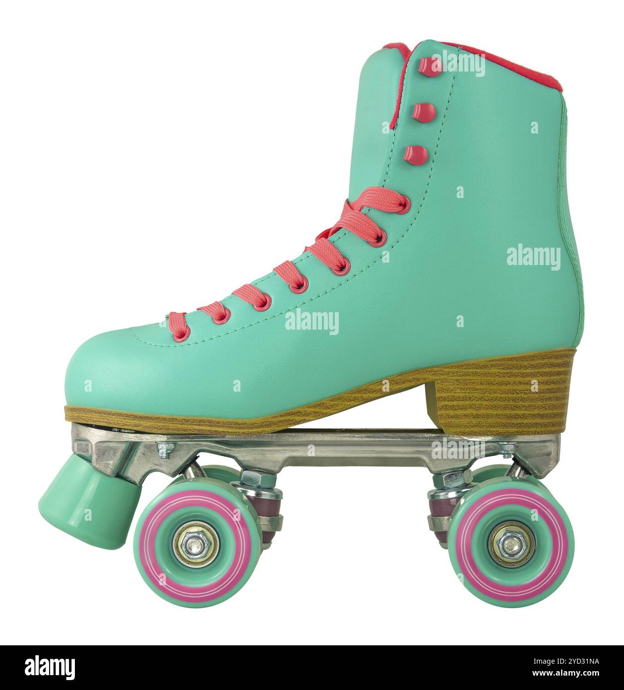 Ein knallfarbener Retro Roller Skate isoliert auf EINEM Weiß Hintergrund Stockfoto