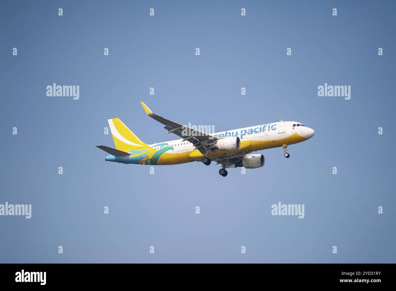 26.07.2023, Singapur, Republik Singapur, Asien, ein Passagierflugzeug des Typs Airbus A320-200 der philippinischen Fluggesellschaft Cebu Pacific Air mit der Registra Stockfoto