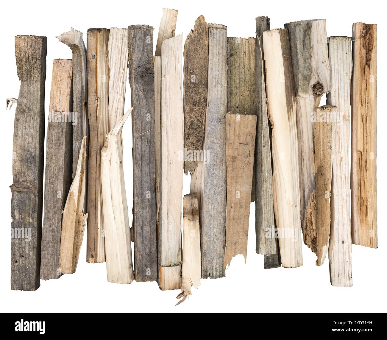 Isoliertes Kindling für die Beleuchtung Eines Feuers auf Weißem Hintergrund Stockfoto