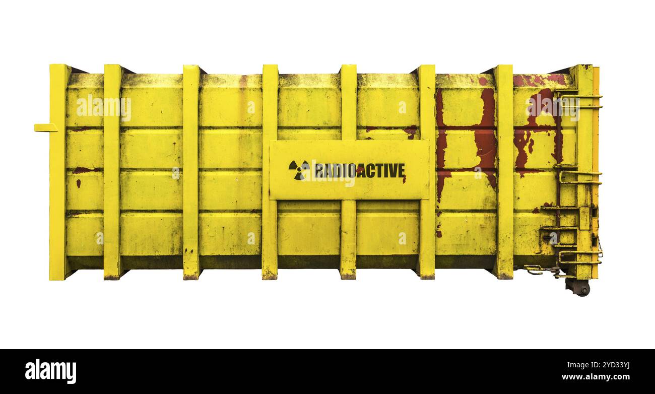 Gelbe Radioaktiver Containment Kolben aus einem Kernkraftwerk Stockfoto