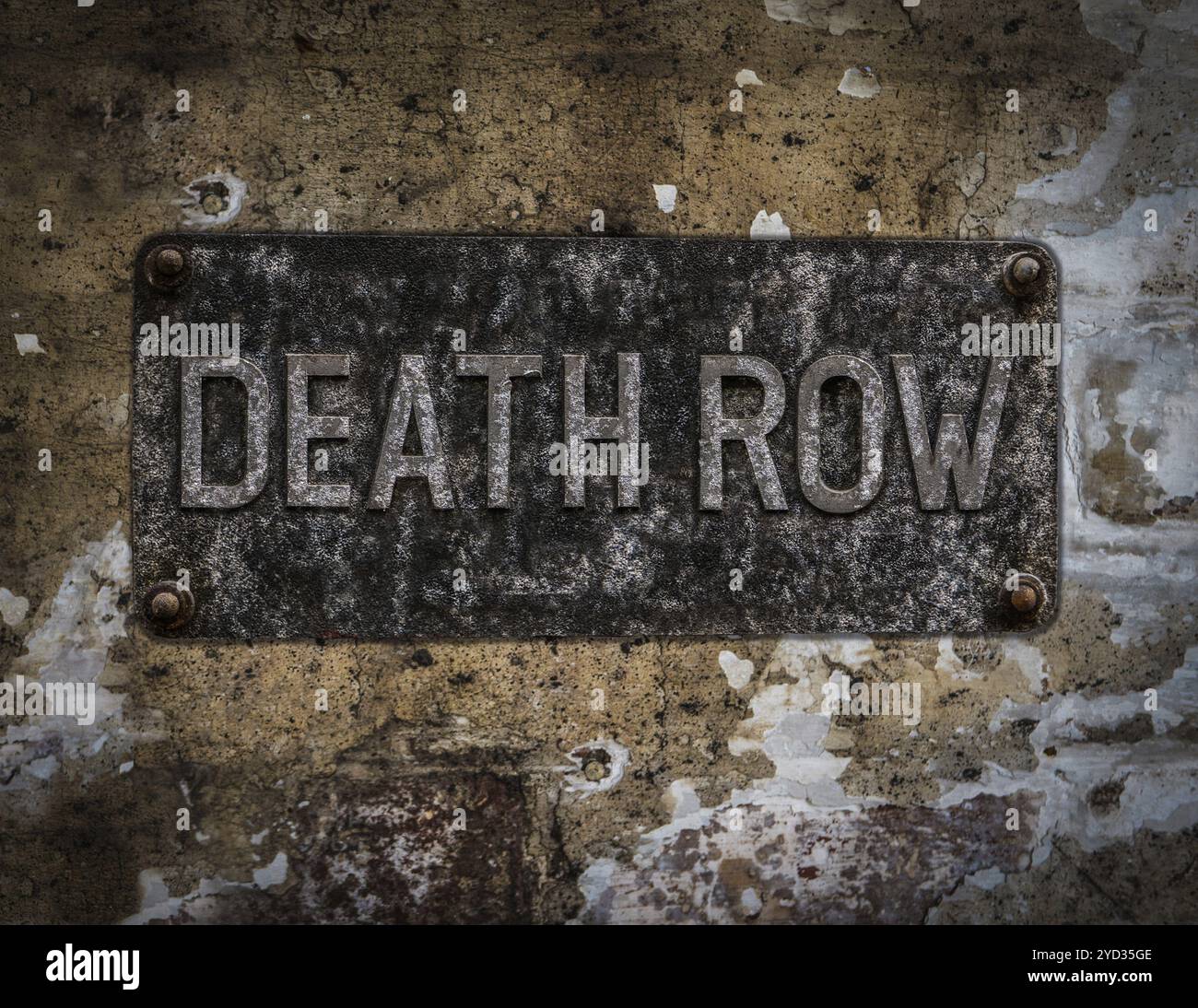 Grungy Death Row Schild in Einem Hochsicherheitsgefängnis Stockfoto