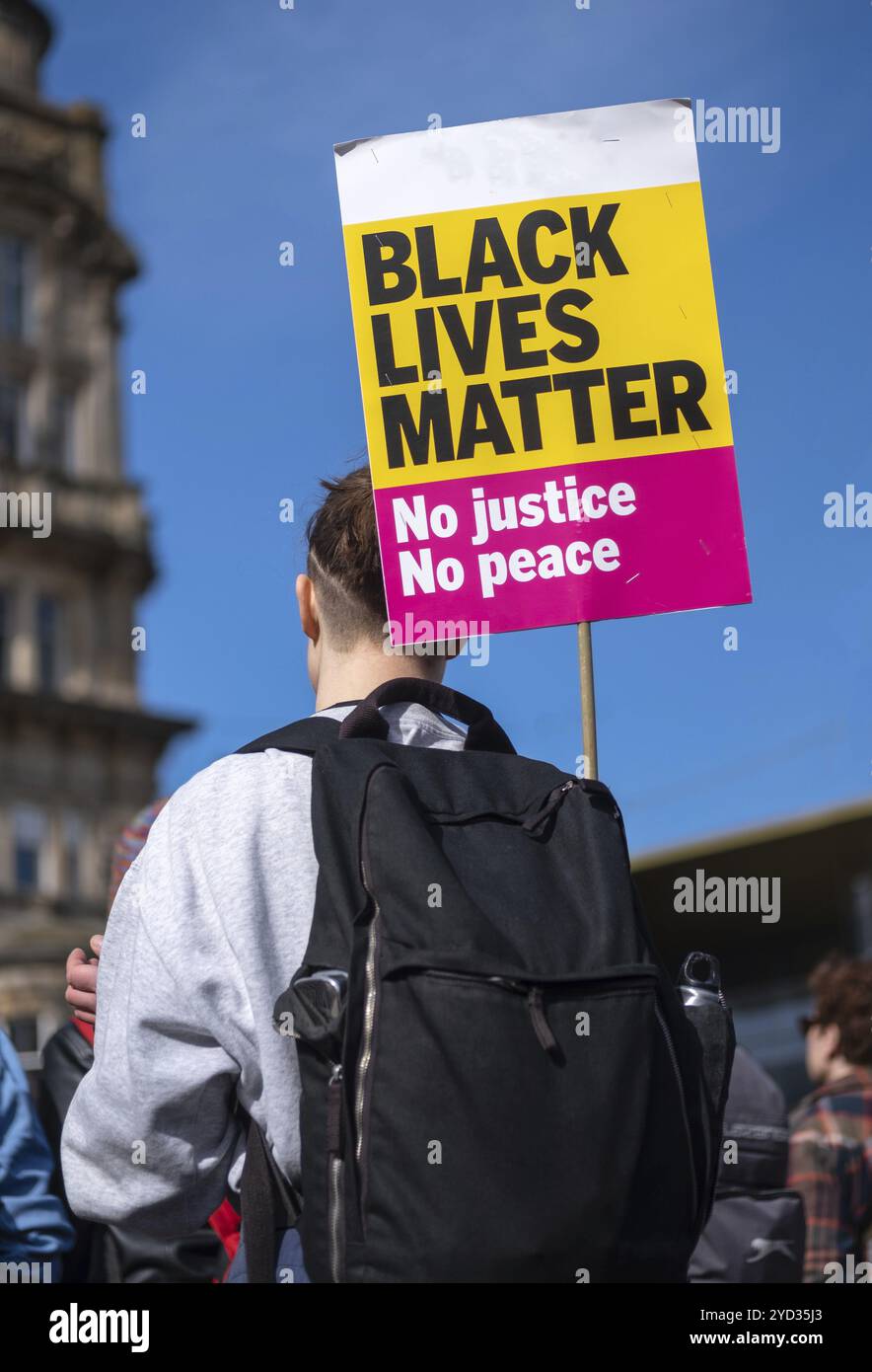 Detail eines Placards mit schwarzen Leben während Eines friedlichen Protestes Stockfoto