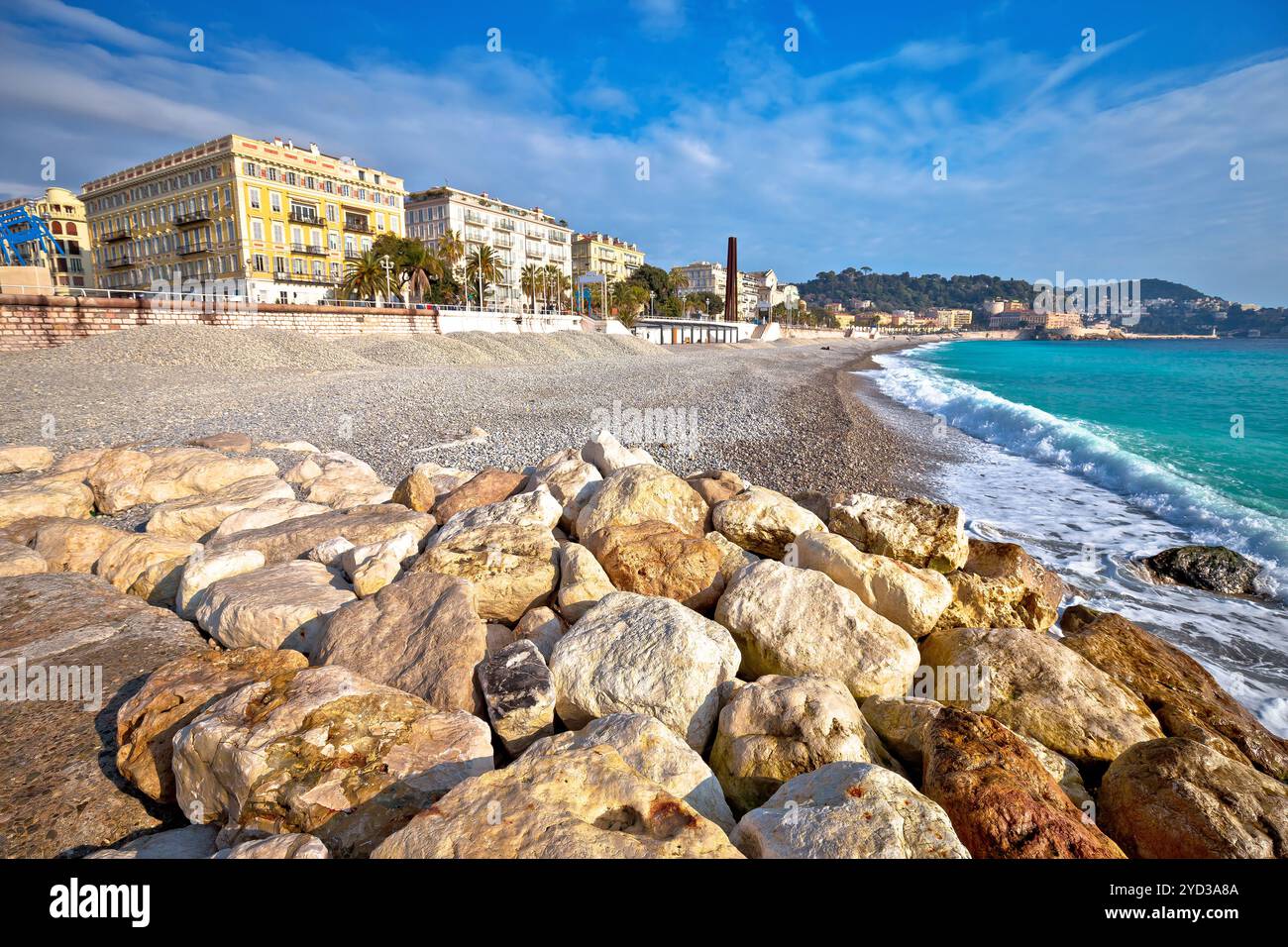 Stadt Nizza Promenade des Anglais mit Blick auf den Strand, Französische riviera Stockfoto