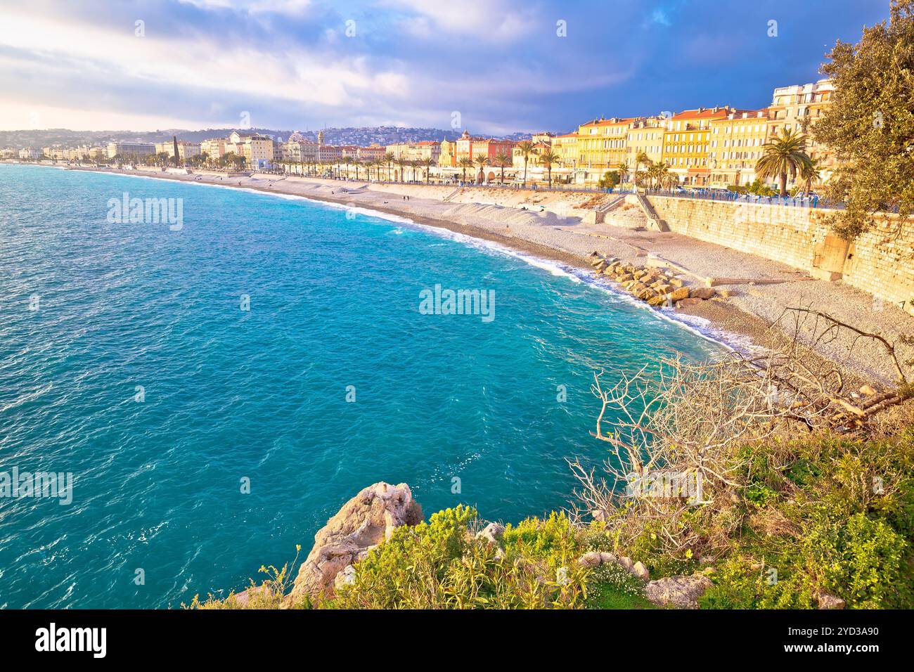 Stadt Nizza Promenade des Anglais mit Blick auf den Strand, Französische riviera Stockfoto
