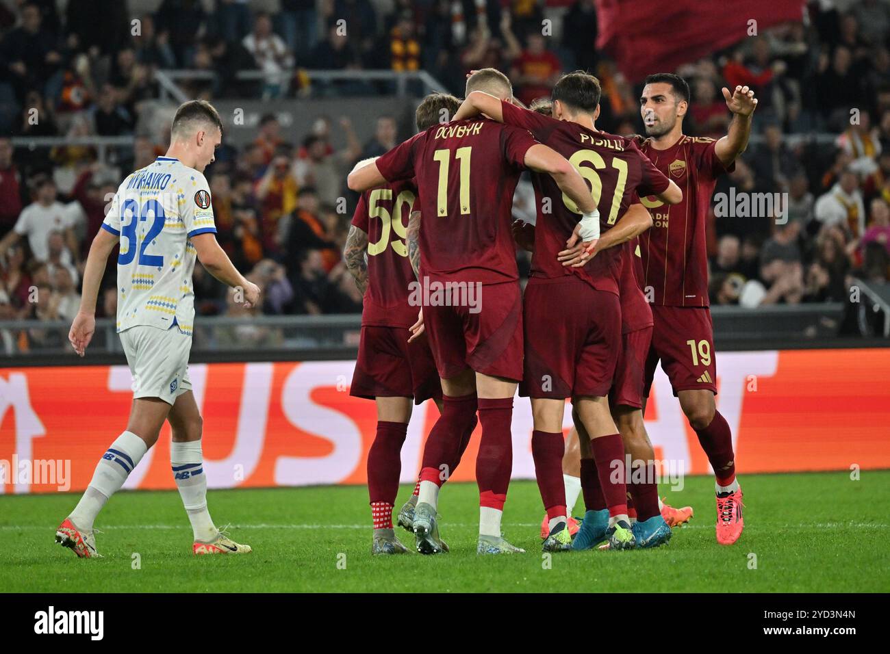 Roma, Italien. Oktober 2024. Italien, 29. märz 2024: Nach dem Tor Artem Dovbyk Europa League 2024-2025 Fußballspiel zwischen AS Roma und FC Dynamo Kyiv im Olimpico-Stadion, Italien (Felice de Martino/SPP) Credit: SPP Sport Press Photo. /Alamy Live News Stockfoto