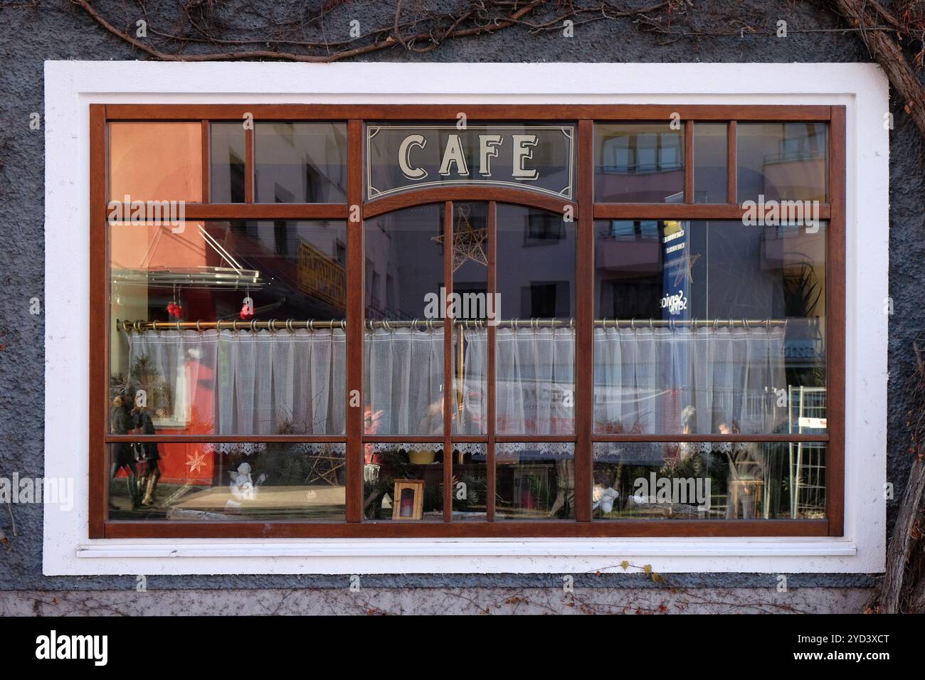 Fenster des Cafés in Bad Ischl, Österreich Stockfoto