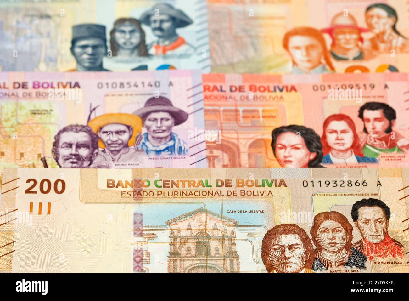 Bolivianischen Boliviano einen geschäftlichen Hintergrund Stockfoto