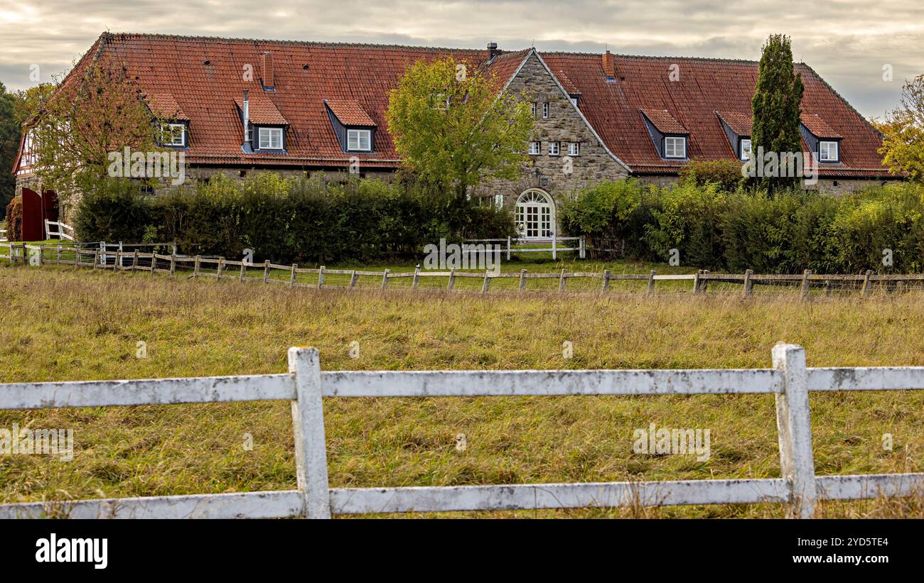 Das Dorf und Gestüt Altefeld in Hessen Stockfoto
