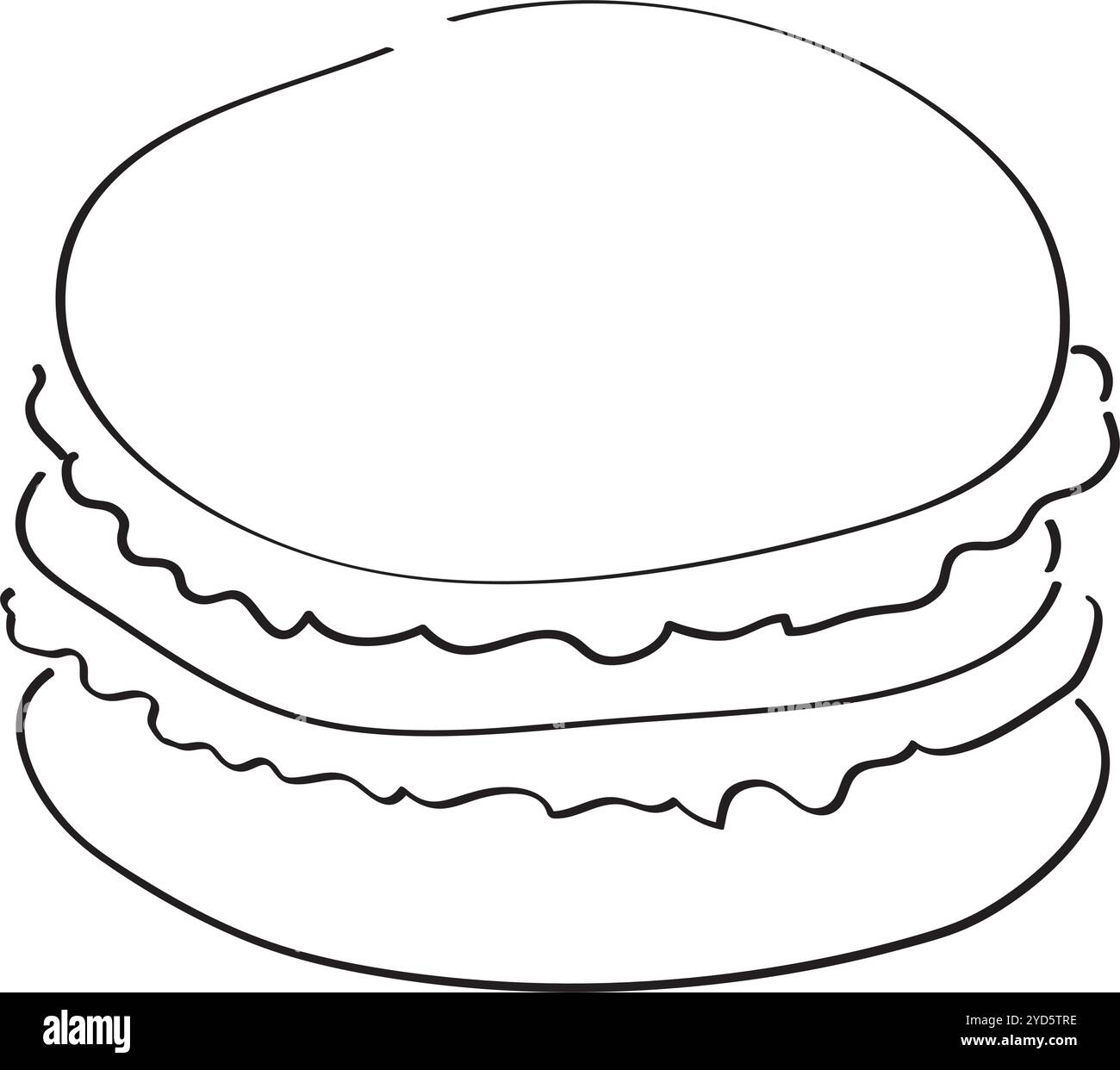 Macaron, gezeichnet mit einem Pinsel in Schwarz auf weißem Hintergrund Stock Vektor
