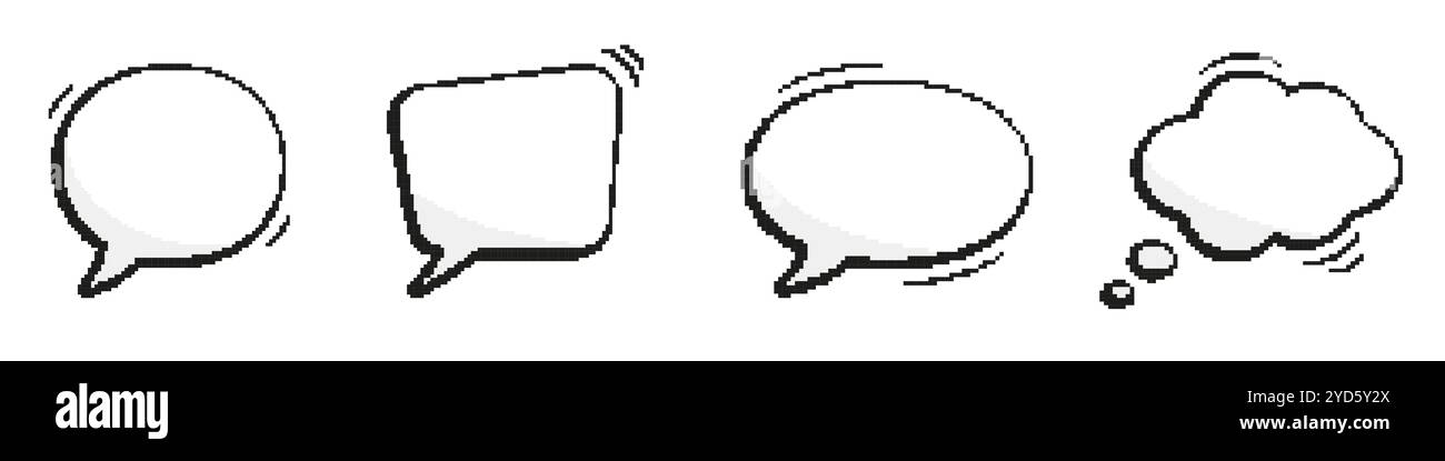 Symbol für Sprechblasen im Retro-Stil in Pixel Art Symbole Für Gepixelte Dialogblasen. Altes Nostalgisches Design. Abbildung Des Isolierten Vektors Stock Vektor
