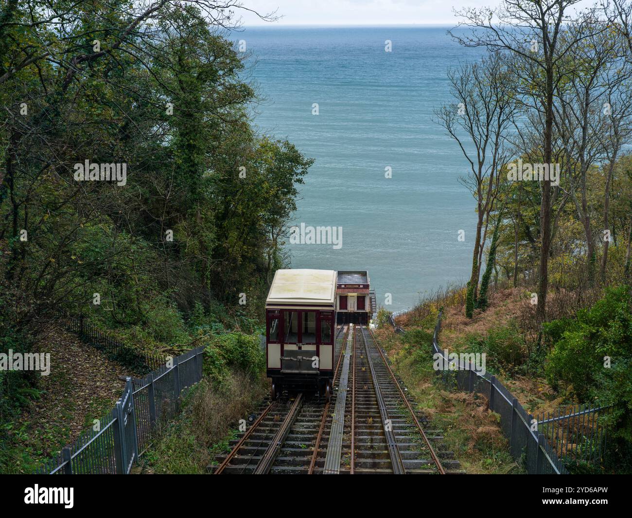 BABBACOMBE CLIFF RAILWAY VIKTORIANISCHE STANDSEILBAHN Stockfoto