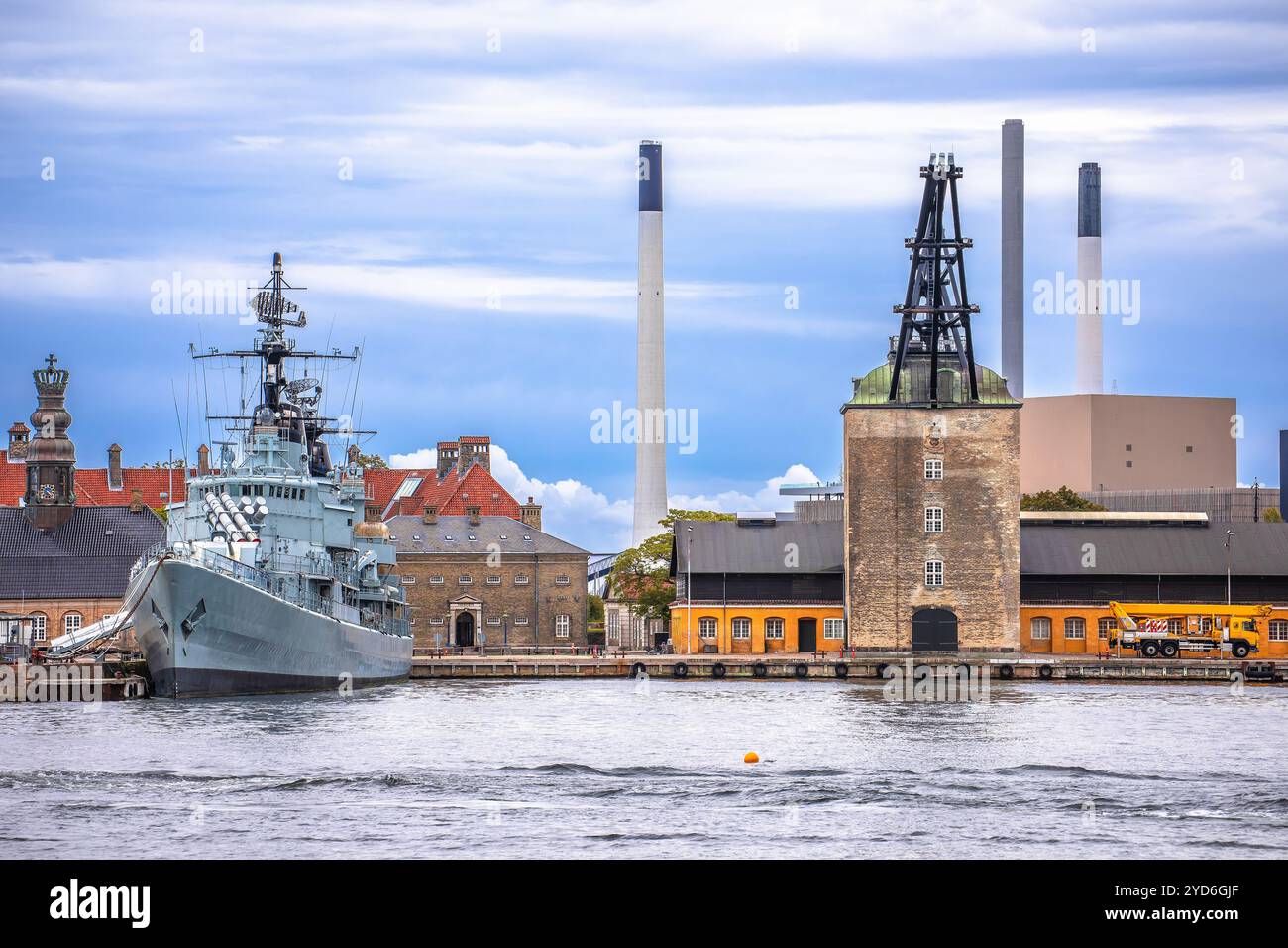 Die Schiffe auf Holmen und Kopenhagener Küste Stockfoto