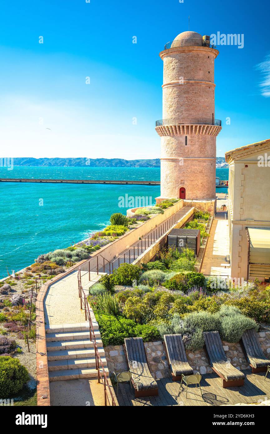 Blick auf den Leuchtturm der Stadt Marseille Stockfoto