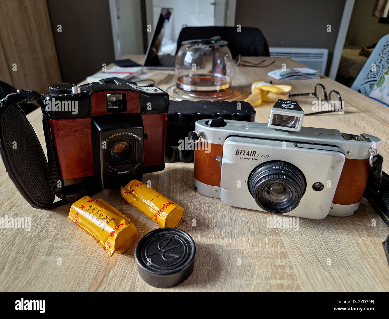 Analoge Fotografie, plastische Experimentalkameras Holga und Lomo, Frankreich Stockfoto