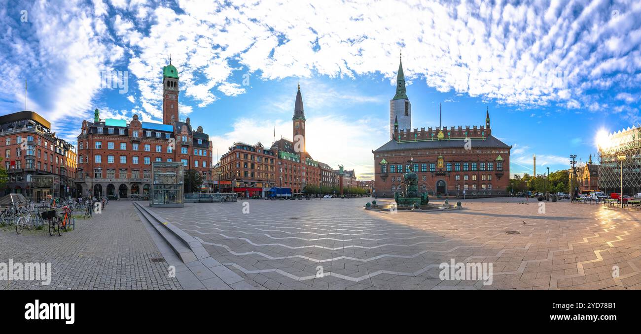Rathausplatz Radhuspladsen im Zentrum von Kopenhagen Panoramablick Stockfoto