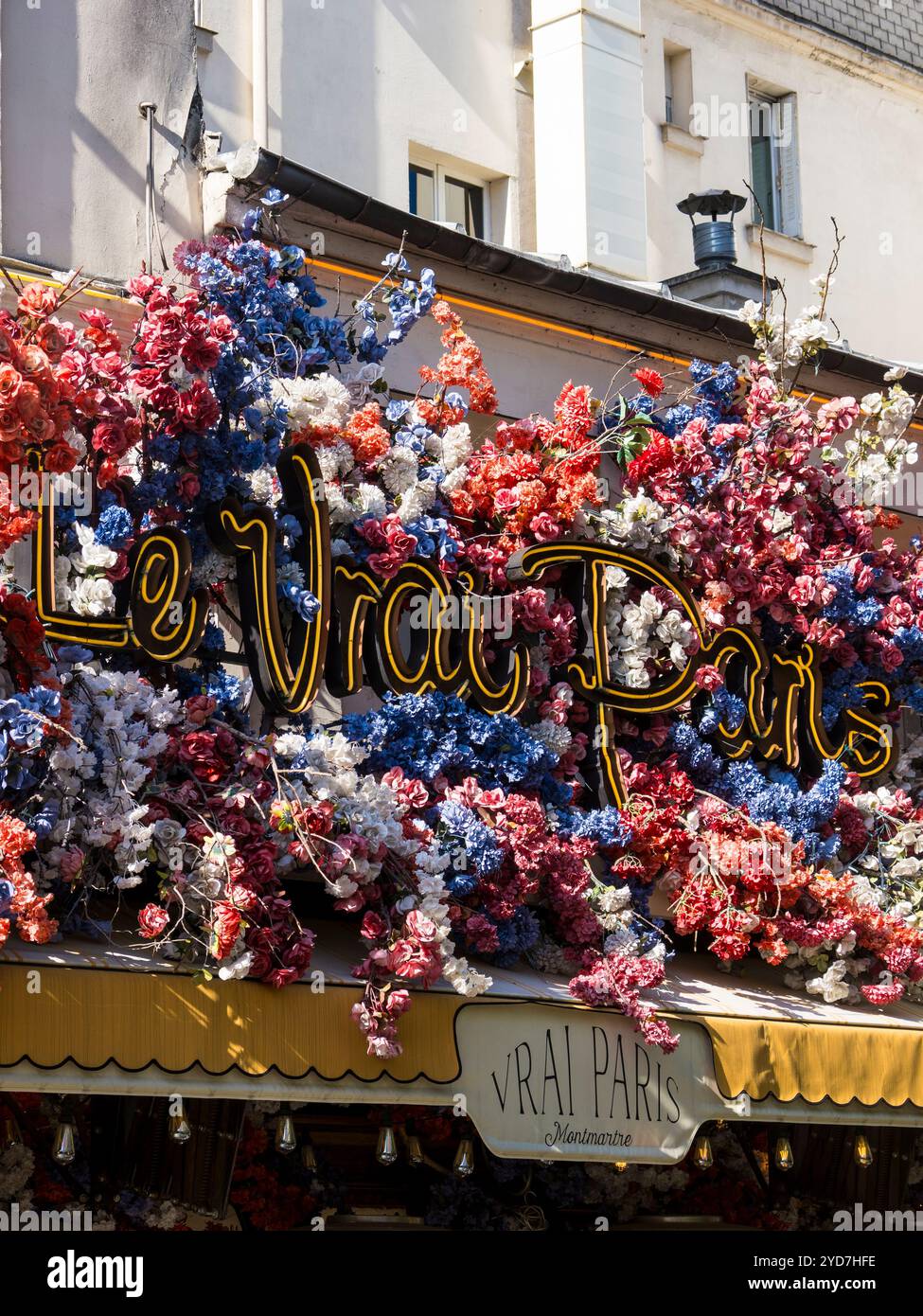 Le Vrai Paris, Paris Cafe, Montmartre, Paris, Frankreich, Europa, EU. Stockfoto