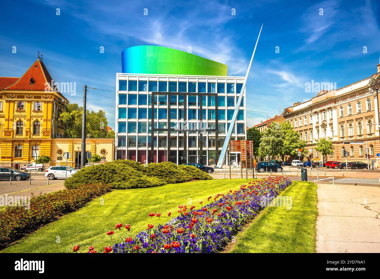 Zagreb. Blick auf die malerische Architektur des Platzes der Republik Kroatien Stockfoto