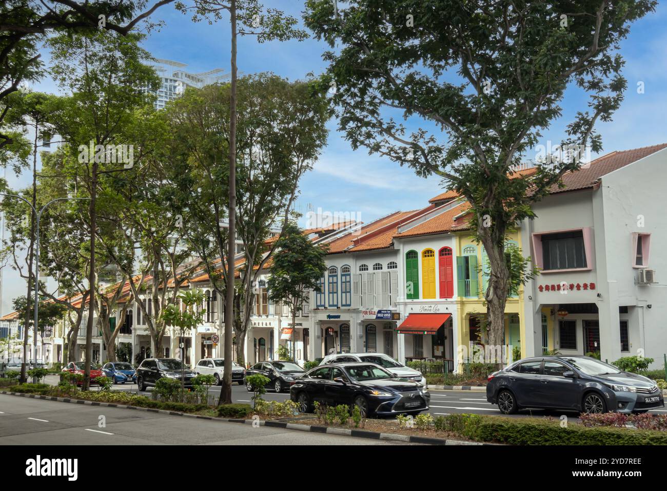 Cantonment Road Shophouses, zwischen Bukit Merah und dem Central Area PAs of Outram und dem Downtown Core in Singapur Stockfoto