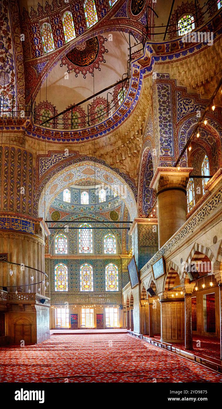 Inneres der Sultan-Ahmed-Moschee (Blaue Moschee), Istanbul. Stockfoto