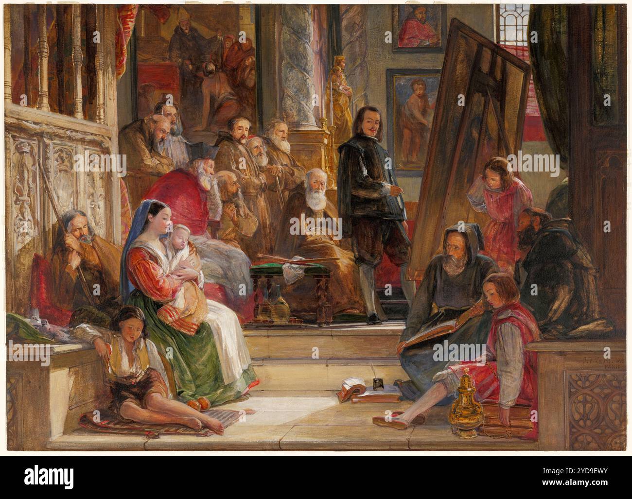 Murillo malte die Jungfrau im Franziskanerkloster in Sevilla. John Frederick Lewis R.A. 1838. Stockfoto