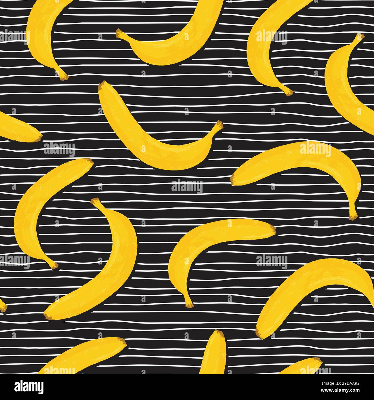 Nahtloses Bananenvektormuster mit schwarzen Polka Dots auf weißem Hintergrund, Textil, Scrapbook. Vektorabbildung Stock Vektor