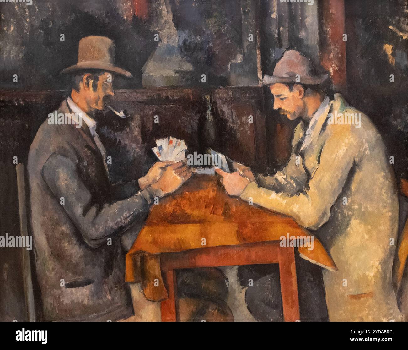 Paul Cezanne Malerei, die Kartenspieler; 1892–1896; französische post-impressionistische Kunst des 19. Jahrhunderts. Ölmalerei. Alltag - Menschen, die Karten spielen. Stockfoto