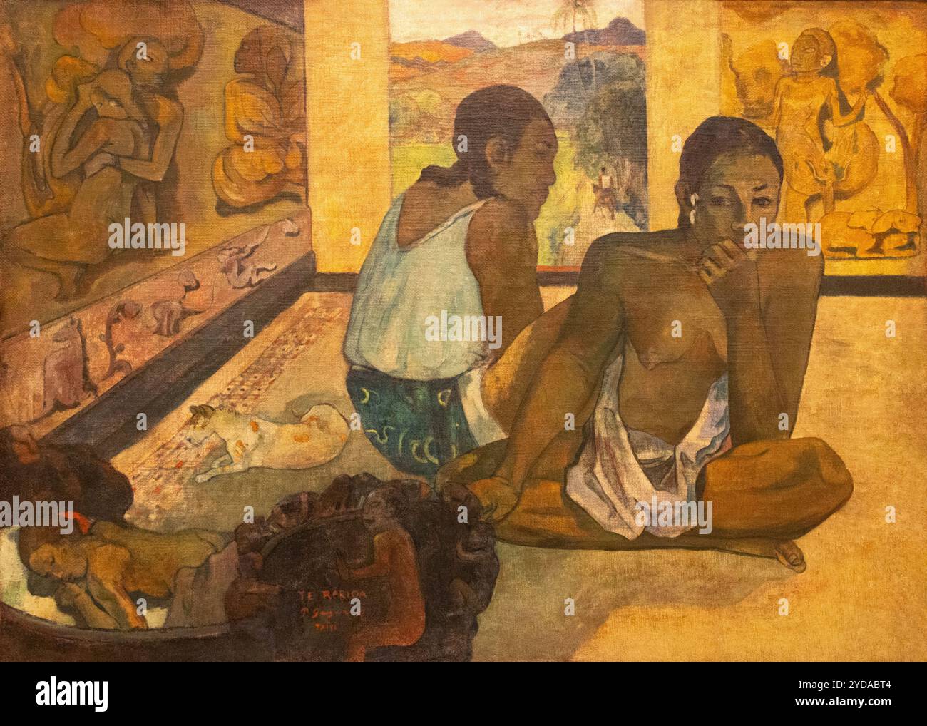 Paul Gauguin Gemälde, Te Rerioa (der Traum), 1897, gemalt in Tahiti. 1800er Jahre postimpressionistische Malerei polynesischer Frauen. Gauguin Tahiti Stockfoto